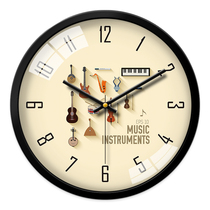 Cartoon cute childrens room wall clock bedroom living room Creative Music clock radio wave clock watch Wall instrument