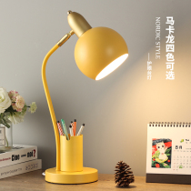 Nordic Plug-in creative pen holder Table lamp Eye protection desk Student dormitory bedroom bedroom ins Girl bedside lamp