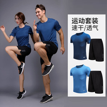 Summer running sports short sleeve suit quick dry clothes T-shirt male and female breathable round collar thin loose quick dry fitness suit