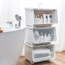 Front open childrens toy storage box King-size plastic clamshell finishing box Household snacks clothes storage box