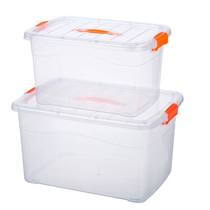 Transparent plastic storage and finishing box King-size thickened toy clothes covered storage box Household storage box