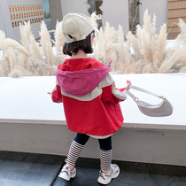 Girls coat spring and autumn 2021 new autumn dress foreign style Net red fashionable top small childrens clothing autumn assault clothes