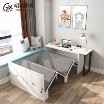 Modern multifunctional computer desk bookcase combination invisible folding lunch bed bookcase desk folding bed integrated
