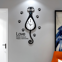 Nordic cat clock wall clock living room modern minimalist creative mute clock personality cartoon home fashion wall watch