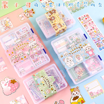 Handbook sticker tape cartoon girl sticker sticky tape card transparent storage box hand account diy decorative material tool Korean simple ins character sticker set decorative small pattern set