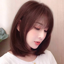 Wig female long hair net red inner buckle clavicle hair Short hair modeling air bangs Simulation human hair natural full headgear