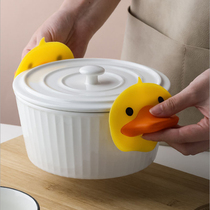 Small Yellow Duck Insulation Gloves Thickened anti-slip kitchen Home Cover Silicone Duckbill Anti-Scalding Hand Microwave for Bowl Clips