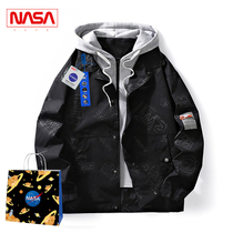 NASA official website 2022 new spring wear holiday two pieces sweatshirt jacket jacket mens hooded casual coat womens spring and autumn season