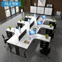 Simple modern office furniture combination screen desk 4 people Office table and chair card holder desk