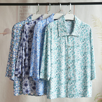 Mom summer thin cotton top lapel elderly grandmother button cardigan outside wearing housewear cotton clothes
