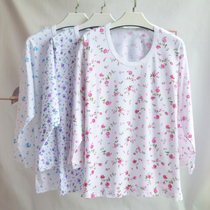 100% cotton long sleeve undershirt women summer middle-aged and elderly mother cotton thin tops grandma home clothes pajamas