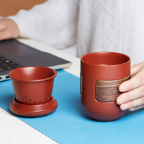 Purple sand cup Tea cup Ceramic master cup Single filter office cup with lid Japanese Kung Fu tea portable travel