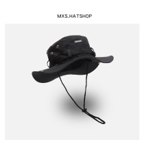 Day-series Chauded Draw Rope Fishing hat men and women Summer breathable sunscreen outdoor climbing fishing cap Western denim hat