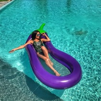 High quality water inflatable oversized eggplant swimming ring floating row photo concave swimming large net pocket floating bed