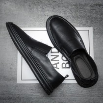 Hong Kong Tide brand 2021 new mens one pedal lazy breathable non-slip leather shoes casual versatile leather shoes