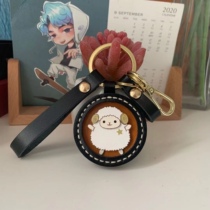 Lamb new keychain pure handmade original year cowhide car pendant zodiac sheep hanging ornaments three-dimensional carving