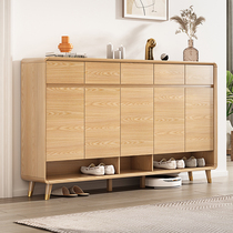 Nordic light luxury home shoe cabinet home door solid wood frame simple modern entrance cabinet large capacity locker