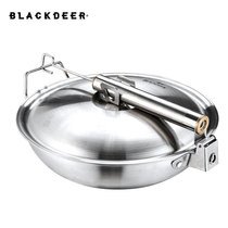 Black Deer outdoor stainless steel wok 4L large capacity cookware foldable handle wok picnic Pot Picnic portable pot