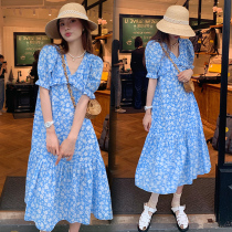 Maternity dress Summer suit Net red Chiffon dress Summer tide mom loose maternity dress High-end summer skirt