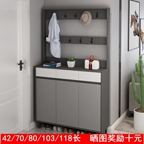 Italian light luxury shoe cabinet Household door foyer cabinet large capacity with hanger Gray multi-function door locker