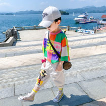 Next Inss Boys Suit 2022 Summer New Rainbow Korean Version Plaid Loose Fried Street Children Two Sets