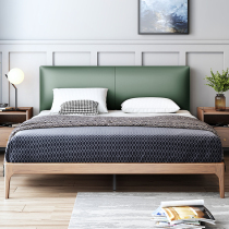 Nordic solid wood leather bed 18 m bedroom double wedding bed simple ash wood 12 m tall children princess bed