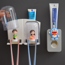 Cute toothbrush shelve toilet free of punch hanging wall-style toothbrushing cup lovers Children wash cup of mouth cup suit