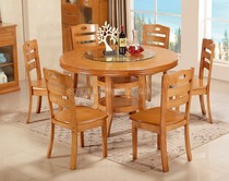 Solid Wood 1 2 meters 1 3 meters 1 6 meters 1 8 dinner table rubber wood dining table and chair combination hotel Round Table Round Table