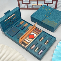 National wind makeup gift box Tanabata Valentines Day Womens gift Carved lipstick does not fade Cosmetics set big eye shadow