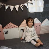 INS Nordic baby Small House bed soft bag cotton children anti-collision head protection safety cushion plug bed seam pillow