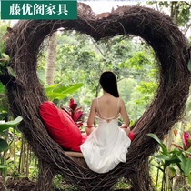 Outdoor scenic spot birds nest swing wedding dress shooting props creative lying bed net red Bali homestay basket Birds Nest