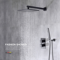 Duralain classic all copper black hot and cold embedded wall concealed shower set constant temperature home