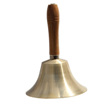 Class bell Copper school up and down class bell bell body diameter 8 11 14CM Hand-cranked wooden handle size copper bell musical instrument