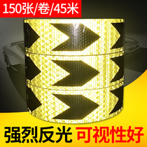 Warning reflective sticker traffic safety reflective strip high beam luminous light glow sticker 45 m roll black Yellow Arrow