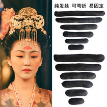 Ancient costume styling Hanfu temples increased pure hair round horn cushion hair bag skirt forehead overall full hair soft hair stick