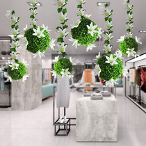 Spring shopping mall Supermarket flower ball hanging clothing store store window Spring grass ball decoration Kindergarten hanging corridor