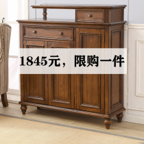 American solid wood entrance cabinet shoe cabinet household entry door partition cabinet Foyer cabinet double-sided open door small apartment customization