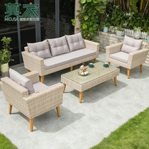Mojia Nordic outdoor sofa rattan sofa hotel outdoor balcony living room courtyard leisure rattan chair combination sofa