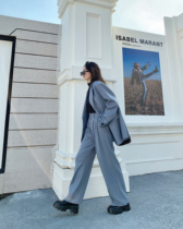 Haze blue we11done suit trousers 2020 autumn and winter New welldone trousers straight pants original quality