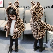 Boys and girls plus velvet jacket autumn and winter Net Red children Winter hooded baby plus velvet cotton imitation fur BAO WEN cotton coat