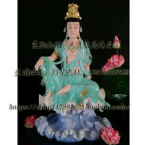 19 inch water moon Guanyin free Guanyin Bodhisattva White jade Tianrun paste gold Buddha statue ornaments Buddha Hall boutique