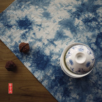 Yunnan Dali tie dyed cloth plant blue dye cotton fabric cloud dye square tablecloth screen decoration wall hanging cloth