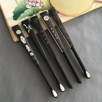 10 inch 13 square high-grade ebony inlaid silver silk bottle mirror landscape map mens fan text play rice paper collection folding fan