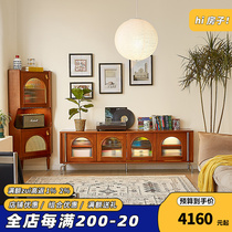 Wood Strangling Furniture Nordic Retro Creative Solid Wood TV Cabinet Combo Wall Cabinet Side Cabinet Living-room Small Family modern Serie style