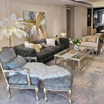 American light extravagant leather cloth art pull buckle sofa combined modern minimalist living-room luxury high-end villa-like room furniture