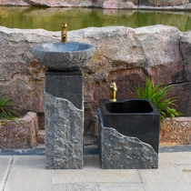 Outdoor stone wash basin courtyard mop pool balcony pool garden stone basin art stand column wash basin