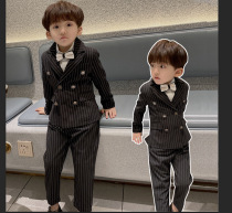 Childrens suit suit Handsome British boy Striped double-breasted suit Flower girl dress Baby child suit