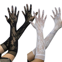 Sex lingerie accessories transparent lace hollow out high stretch gloves lace mesh gloves long 5072