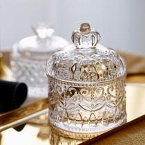 French relief retro Crystal dried fruit food glass candy jar jewelry storage box Storage Jar Ornaments sugar tank