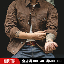 Madden workwear American vintage wearing Yellowstone heavy canvas oil wax jacket Ami Ka Ka oil wax coat menswear paint